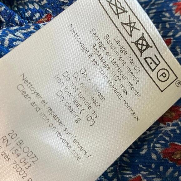 Sezane Floral Silk Blend Blouse  Button Front US 4 / Size 36 Cottage Peasant - Picture 8 of 9